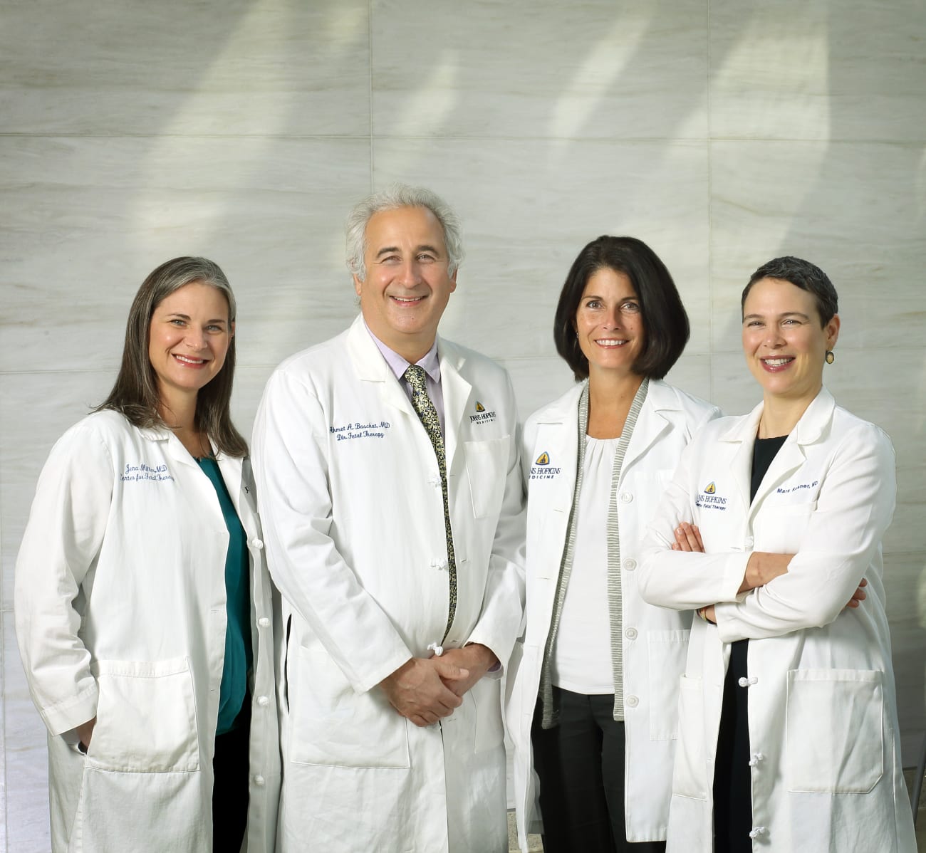 The Johns Hopkins Center for Fetal Therapy Team, from left: Jena Miller, Ahmet Baschat, Michelle Kush and Mara Rosner