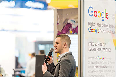 Google’s Brandon Lawlor leads a VIP event at the Google Partners Lounge on digital marketing for eyecare businesses