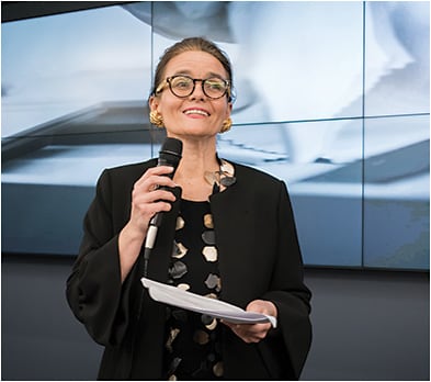 Luisa Delgado, CEO of Safilo Group, celebrates the grand opening of its North American headquarters in Secaucus, NJ