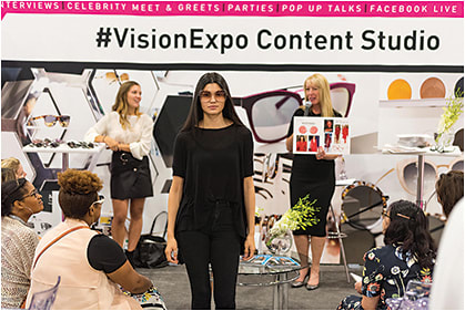 EB’s Erinn Morgan hosts a Pop Up Talk on fall’s most stunning eyewear + fashion trends. From left to right: EB Associate Editor Kerri Ann Raimo, Sheyla Muniz of TNG models, and Erinn Morgan