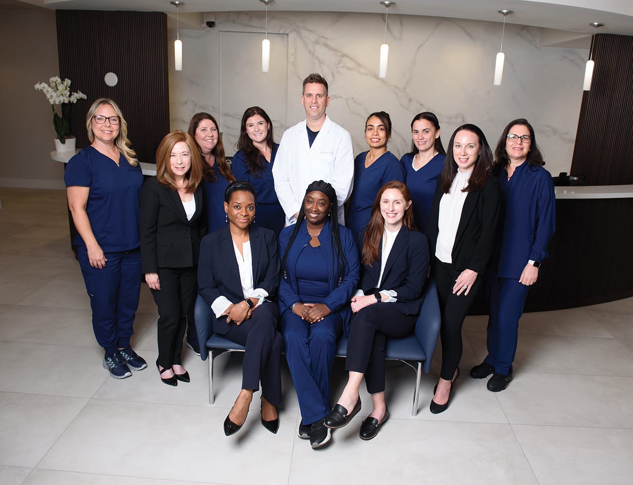 The See Vision Eye Institute team, led by Jason Gorscak, MD (center), and Myra Cherchio, CEO, (second standing from left), brings together clinical expertise and a shared commitment to elevating the patient experience.