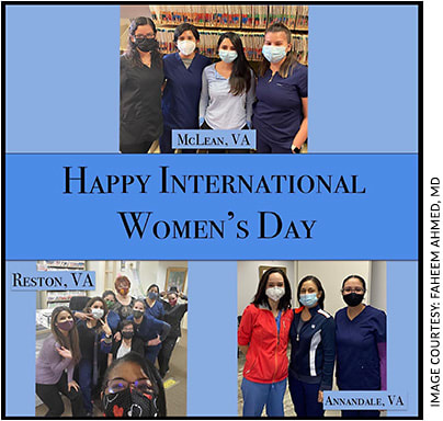 The staff at Eye Physicians of Virginia’s three office locations in Mclean Reston, Mclean and Annandale, pose for International Women’s Day