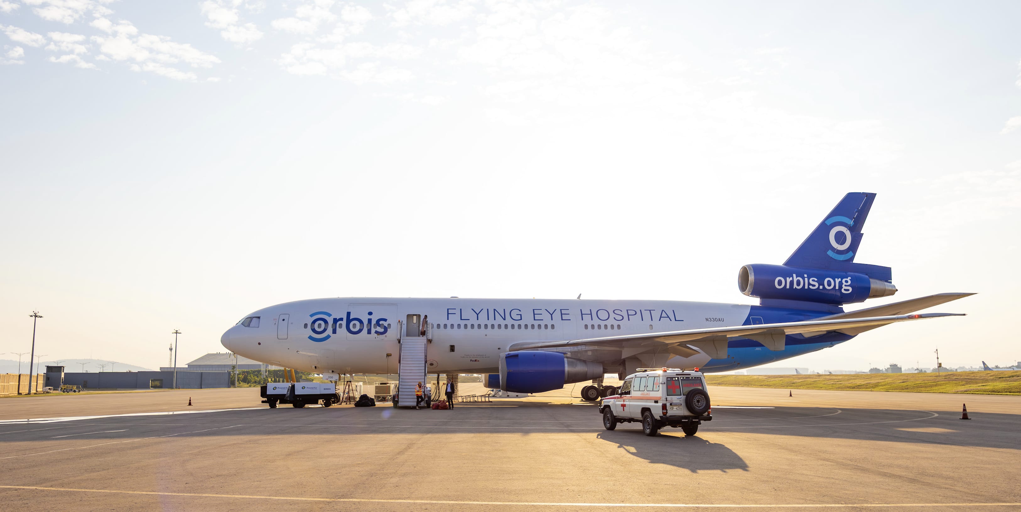 The Orbis Flying Eye Hospital lands in Rwanda for the first time for a 2-week training project