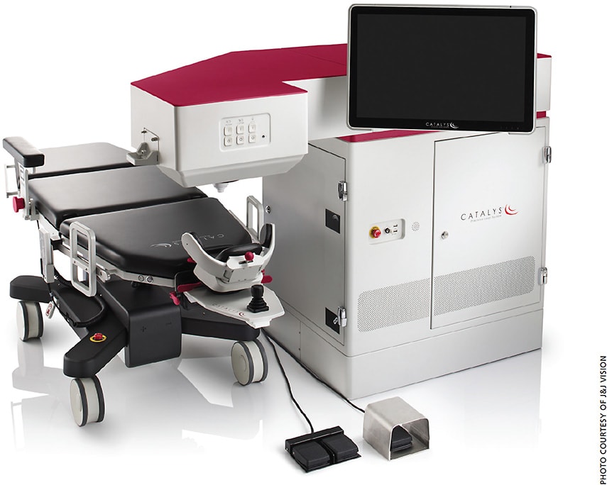 The CATALYS precision laser system with the mobile patient-bed.