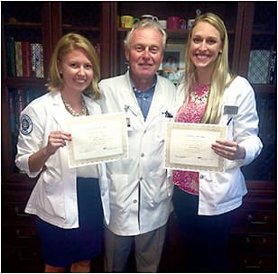 Jade Coats, OD, at right, with Professor Dennis E. Mathews, OD, of Eye Specialty Group, Memphis, Tenn., and fellow Southern College of Optometry student Chalise Maybee Francisco, OD. Photo courtesy of Dr. Jade Coats.