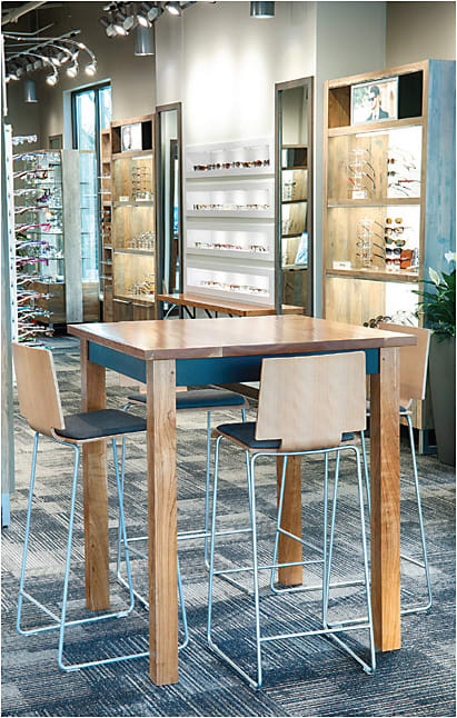 Café tables make for a collaborative experience.