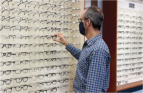 Mr. Kline selects frames for the virtual styling appointment.