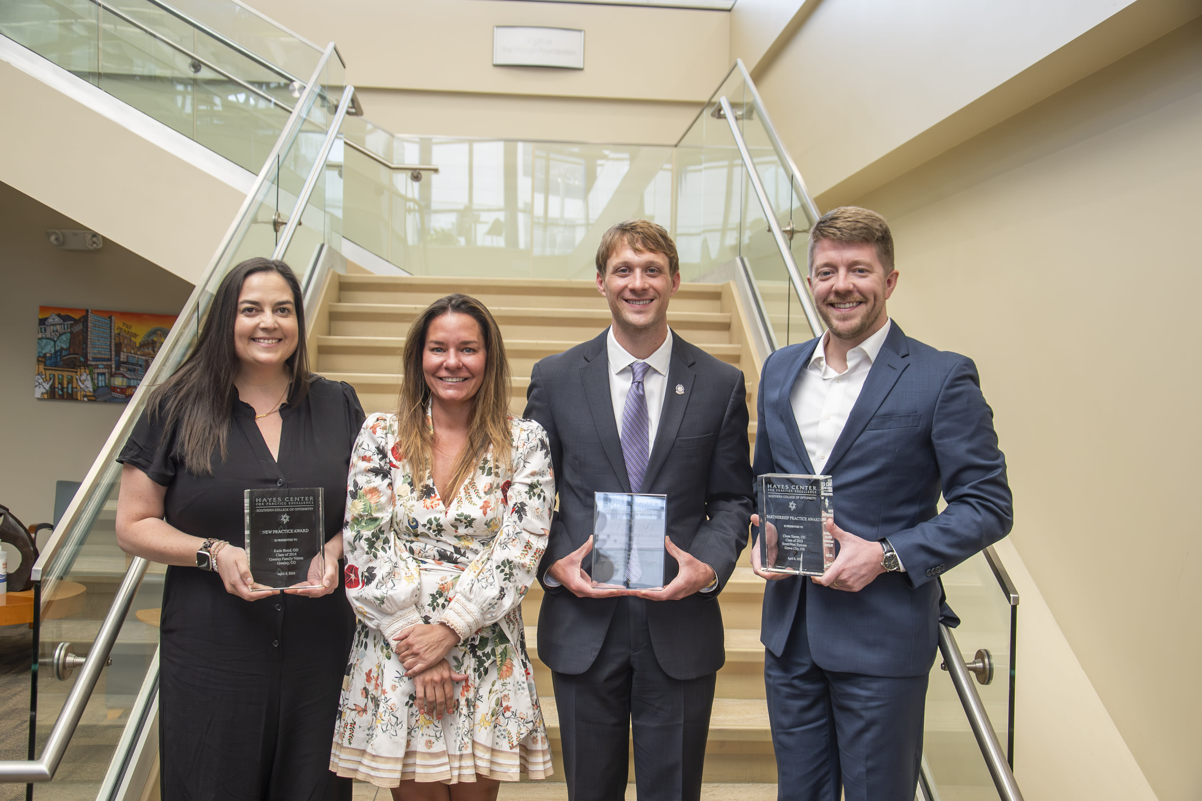 Katie Bond, OD, received the New Practice Award; Hunter Chapman, OD, received the Practice Acquisition Award; and Chase Harter, OD, received the Partnership Award.