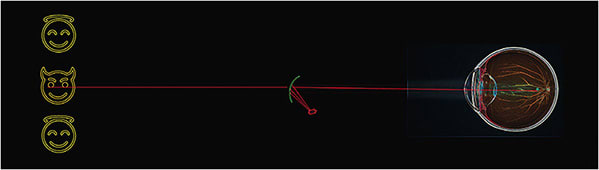 Figure 1. The image shows how a red dot sight uses an LED light to project onto a silvered spherical mirror. The result is a collimated light beam that gives the appearance of a red dot projected towards the target for the shooter. Image is courtesy of Sportsvisionpros.com .