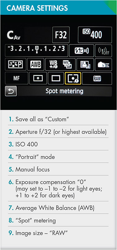 Figure 12. Typical camera settings with which to start.