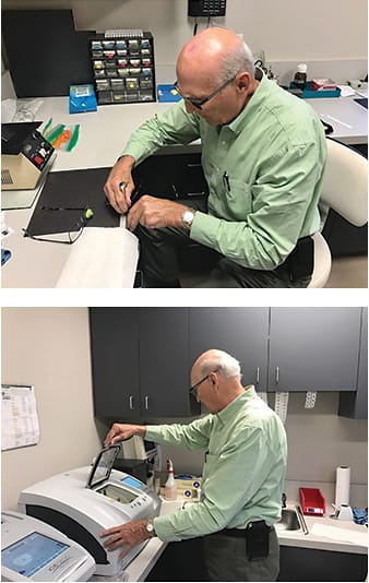 Rex Kling hard at work at Invision Optometry’s in-office finishing equipment