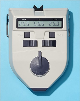 9 “The PD ruler can be used to take the pupillary distance measurement, but a PUPILOMETER is far more precise. This tool gives us an accurate monocular reading of the distance between the eyes—very few of us are perfectly symmetrical.”
Pictured: Hilco Vision’s HX-400 Pupilometer
