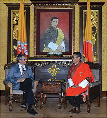 3 Hubert Sagnières, chairman of Essilor, with Bhutan Prime Minister Dr. Lotay Tshering