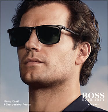 Successful global advertising and social media campaigns have flanked Safilo’s partnership with Hugo Boss. The most recent features British actor Henry Cavill (pictured) and Brunei-born singer, actor, and model Wu Chun as faces of the Boss eyewear campaign.