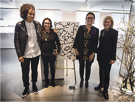 All smiles at Safilo's Women in Optics Breakfast. From left: Artist Shantell Martin, Bobbi Brown of Bobbi Brown Cosmetics, Safilo CEO Luisa Delgado, and Marie Claire vice president and publisher Nancy Berger