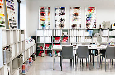 The product design space at Kenmark Eyewear’s renovated headquarters.