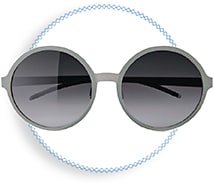 Orgreen’s Stella Polaris frame is an oversized round with extensions on the middle axis that break up the shaping of the frame into a less perfect, more flattering design “for nouveau hippies and global nomads alike.”