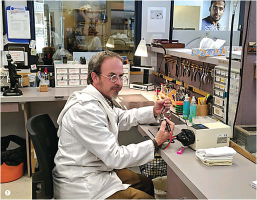 1 Larry Godsey, ABOC, in the edging lab.