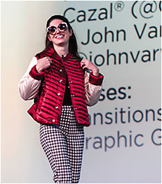 Jennifer Lyerly, O.D., winner of the 2017 Transitions Brand Ambassador award, rocks eyewear with Transitions lenses during the Eyecessorize fashion trends presentation