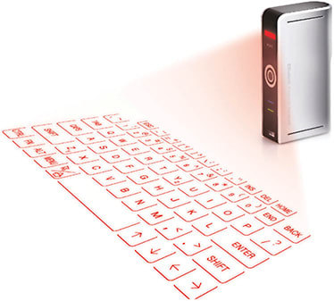 A laser keyboard that projects onto the countertop turns up the cool factor