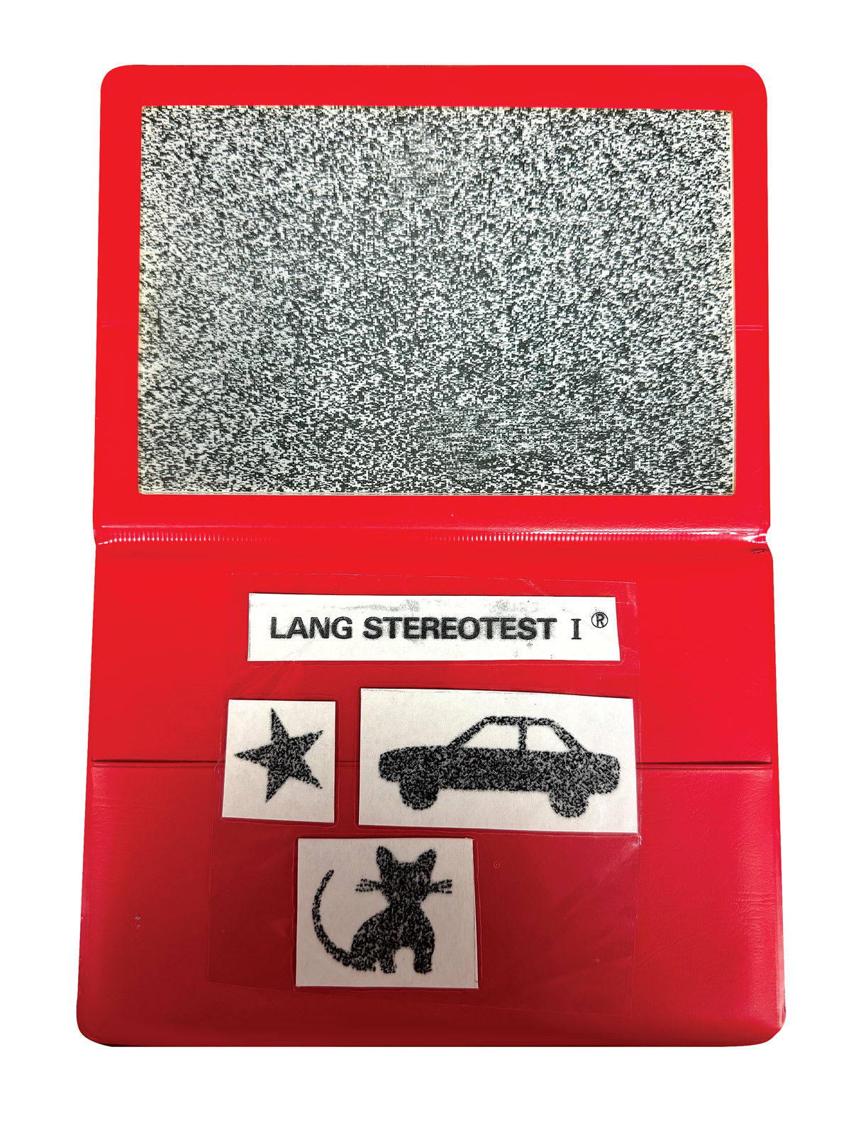 Here's an example of a stereoacuity booklet. (Photo courtesy: Dr. Marc Taub)