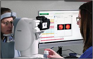 Patient screening using a Canon CR-2 camera on the EyeArt artificial intelligence system. IMAGE COURTESY OF EYENUK