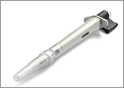 Yutiq injector.
IMAGE COURTESY OF EYEPOINT PHARMACEUTICALS, INC.