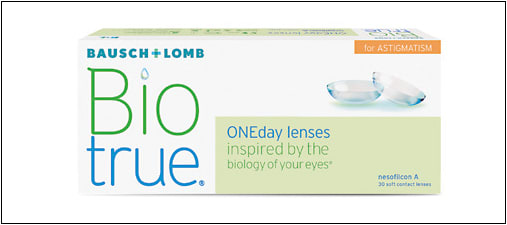 Biotrue Oneday for Astigmatism lenses are designed to maintain nearly all of their moisture to help improve all-day comfort.