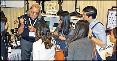 Figure 1. Patrick Caroline giving a demonstration in The Contact Lens Museum.