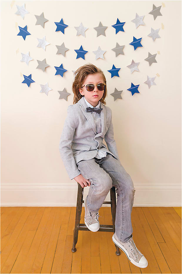 ROCK STARS
On Kaizer: Ray-Ban Junior style Signet RJ9540S from Luxottica keeps it cool with a gold frame and classic brown lenses.