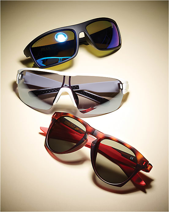 MOVEMENT MAKERS
From top: Wiley X PEAK sleek black wrap sunglass with safety-rated polarized lenses. adidas zonyk aero AD06 from Silhouette in white matte with chrome mirror lenses. Nike Essential Navigator EV1020 from Marchon with soft, rubber inlay nose pads and temple sleeves.