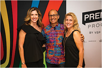 VSP Global hosts a premier party at the Vortex at the LINQ Hotel. From left to right: Kate Renwick-Espinosa of VSP Vision Care, Steve Baker of Eyefinity, and Yvonne Miller of VSP Vision Care