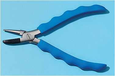 7 NYLON JAW FLAT/ROUND PLIERS: “The nylon pad protects the finish on metal frames and the pliers control the desired width of the adjustment for the client/patient.”
Pictured: Grooved Flat Snipe Pliers from Santinelli Int’l Optical Supply (SIOS)