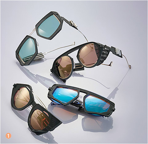 1 Winning designs from the 21st HK Eyewear Competition were on display for attendees—including these first-place frames from S&amp;amp;J Optical.