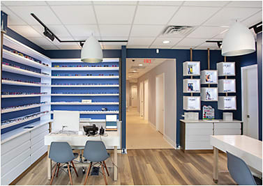 The pediatric area on the second floor mixes modern design with crisp, primary colors and a welcoming feel.