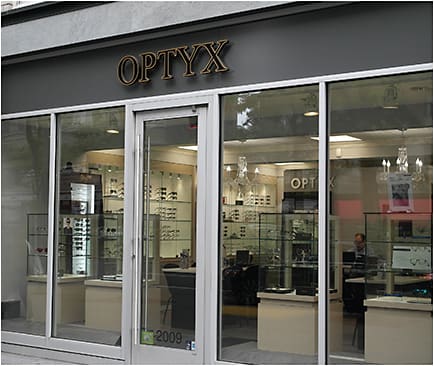 The modern and appealing OPTYX storefront in New York City