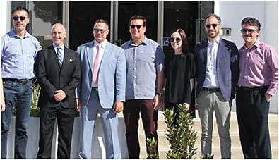 From left: De Rigo REM’s Alessandro Baronti, Mark Mixon, Jordan Gerardi, Jim Sepanek, Samantha Fasulo, Claudio Ninotti, and Doug Pocrass