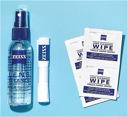 10 LENS WIPES and LENS CLEANER: “These are my favorites. I give a box of wipes and a bottle of spray with each purchase.”
Pictured: Zeiss Lens Cloth &amp; Spray Cleaning Kit and Zeiss Premoistened Lens Wipes from Dynamic Labs