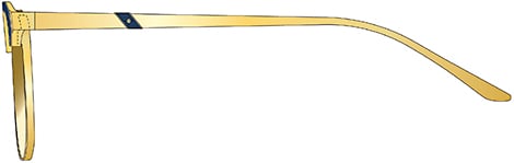 The Savoye employs Pantone 19-4029 (Navy Peony) paired with 24k gold-plated titanium and 24k gold mirrored lenses
Shane Baum / Leisure Society for Eyecare Business