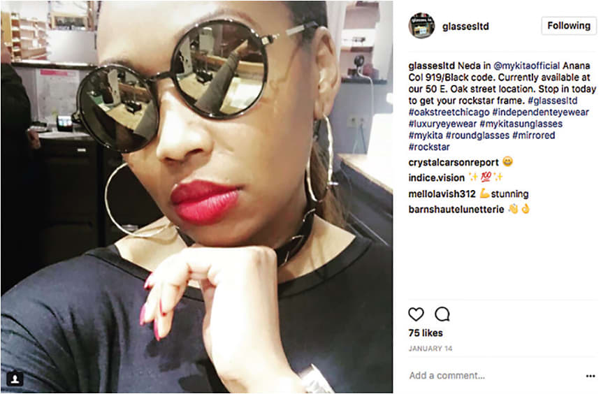 Optician Neda Jackson in MYKITA sunglasses