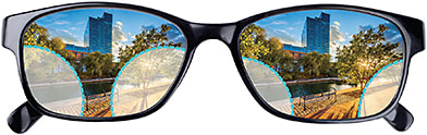A standard progressive lens (left) vs. iD MyStyle 2 lens
HOYA Vision Care / iD MyStyle 2