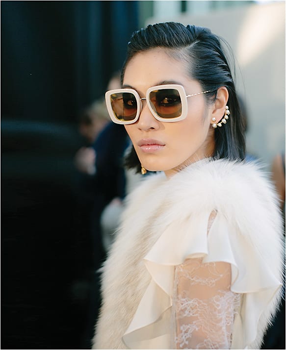 Elie Saab’s latest Fall/Winter 17-18 runway show featured Elie Saab sunglasses from Safilo with unique graphic lenses crafted by the company