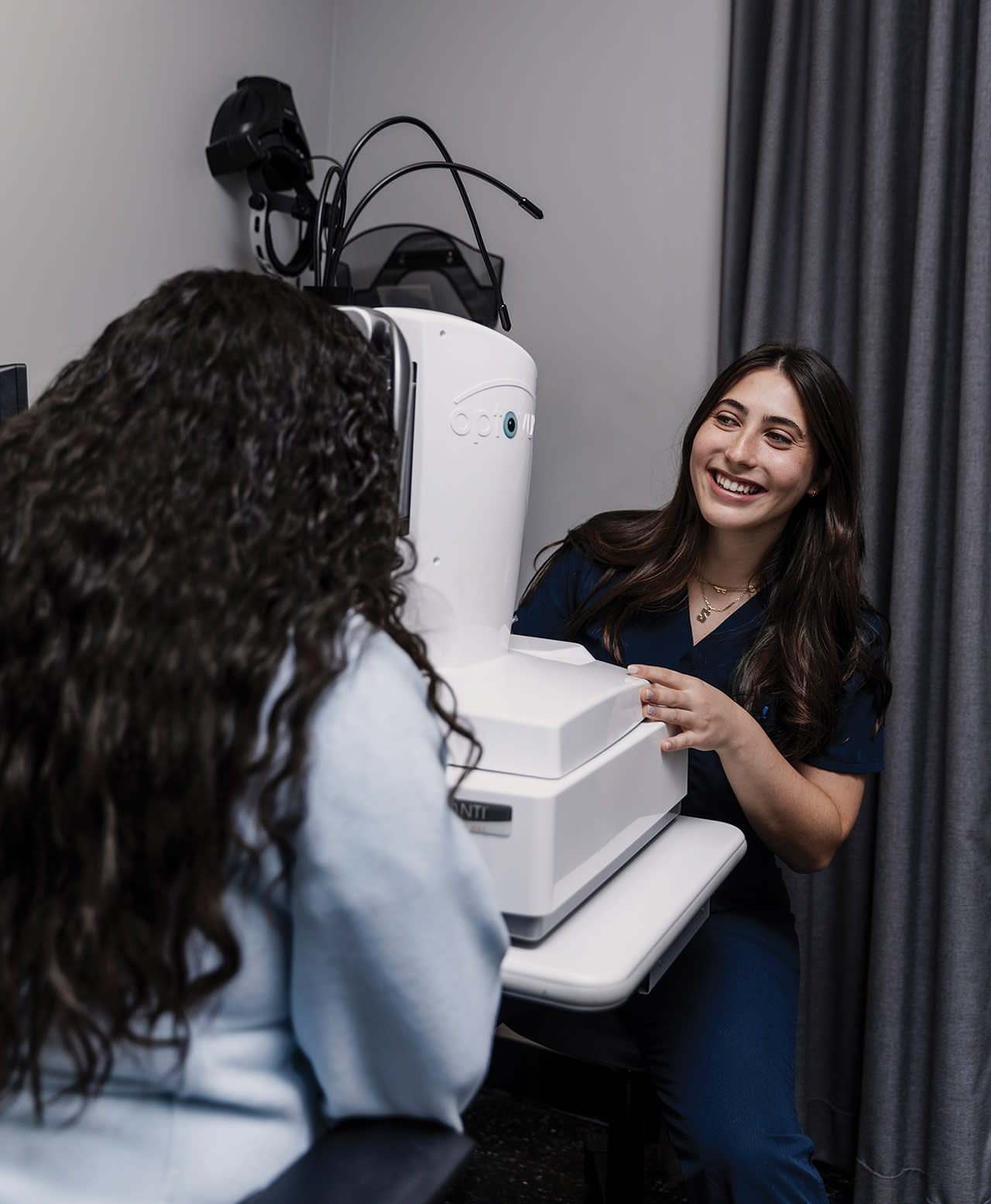 Sophie Kantor, technician, takes an OCT image for a patient as part of their visit.