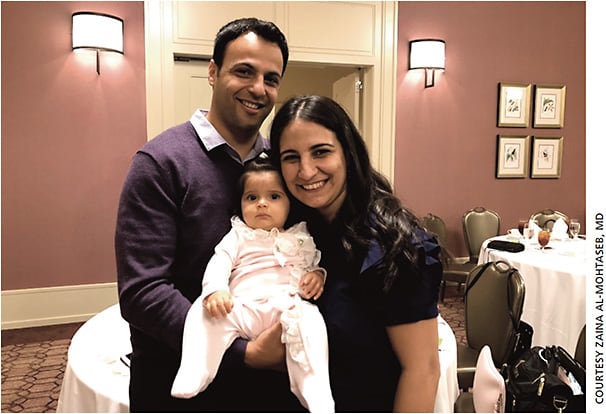 Zaina Al-Mohtaseb, MD, with her husband, Rami Farasin, and their daughter, Aya Farasin.