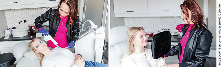 Dr. Tendler performing a BBL HERO phototherapy treatment on an aesthetic client.
