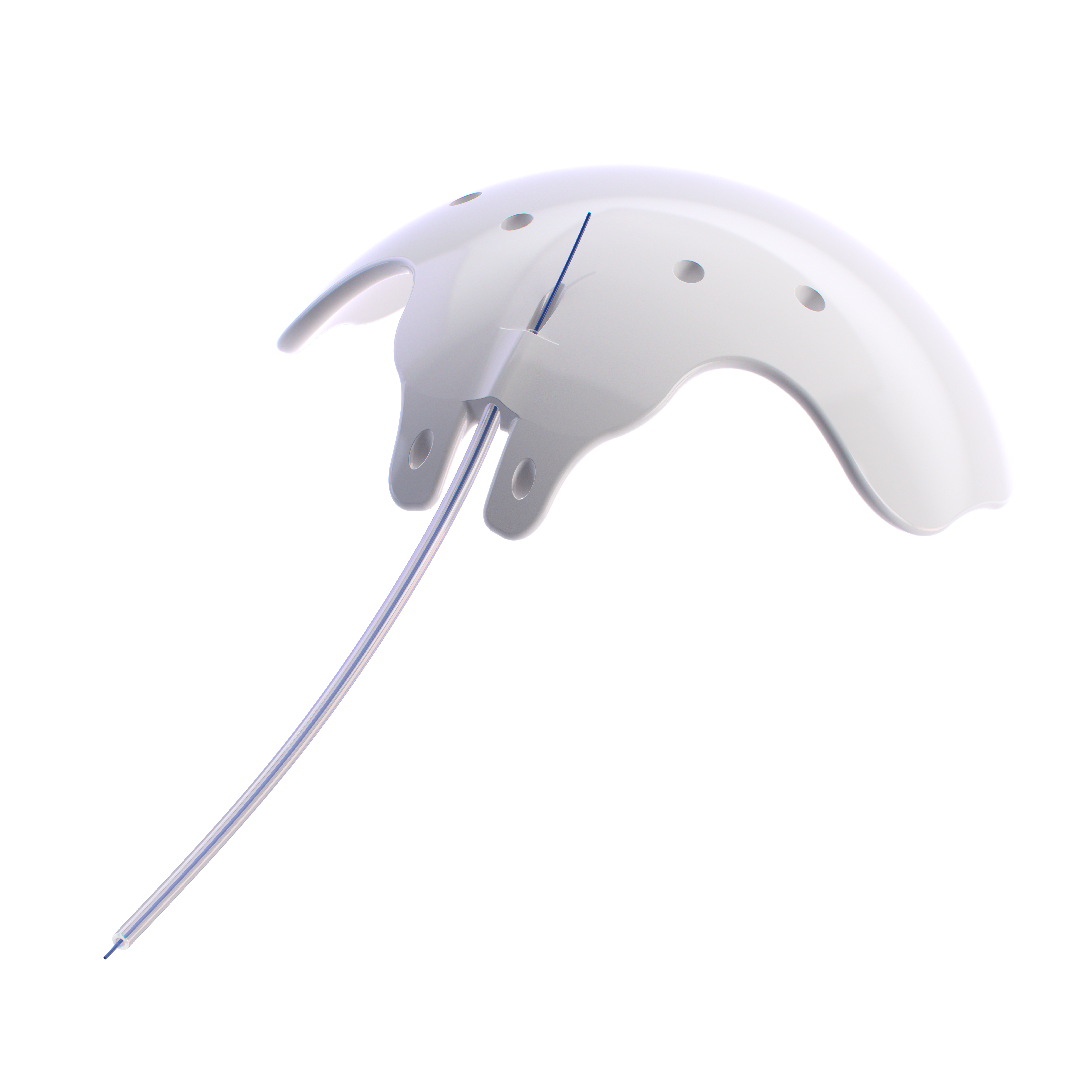 The 350 model features a winged design to avoid rectus muscle attachment points.