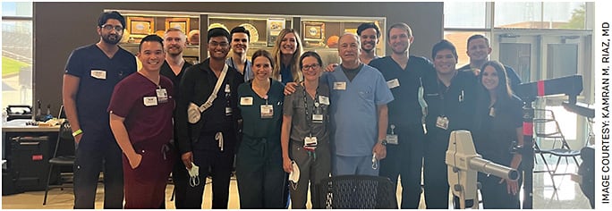 The Dean McGee Eye Institute volunteer team participating at a free mobile medical clinic in Weatherford, Okla.