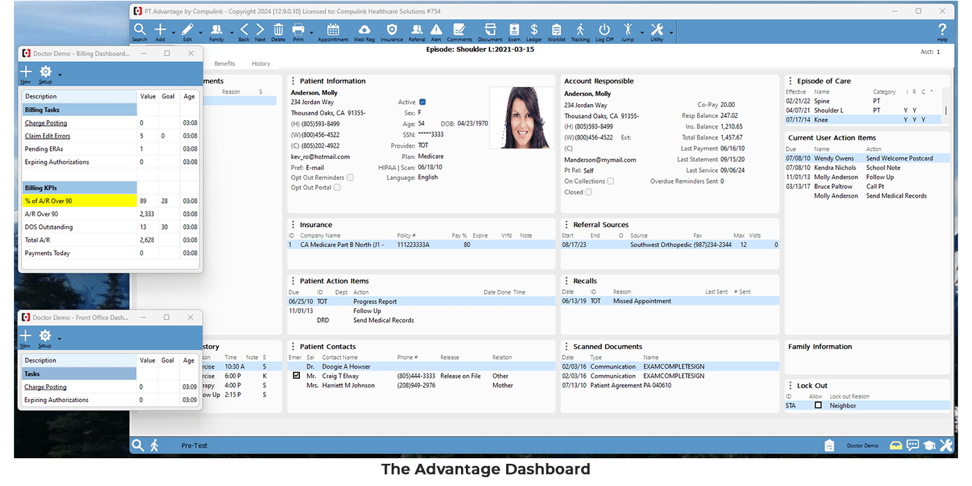 The Advantage Dashboard. Image courtesy: Compulink Healthcare Solutions