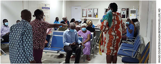 Patients awaiting their eye-care procedures in Ghana