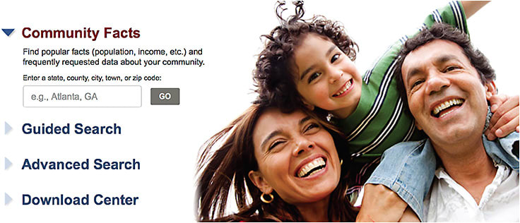 The U.S. Census Bureau’s American Fact Finder enables searches for local demographic data. Image courtesy of U.S. Census Bureau